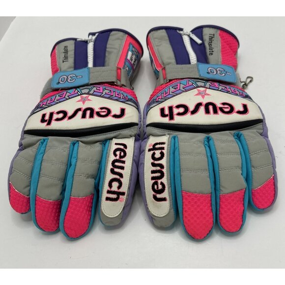 Vintage Reusch Ski Gloves Race Team Thinsulate Size 8 1/2 Pink Purple -30 Winter - Picture 1 of 9